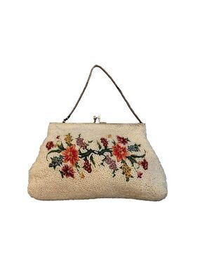 Vintage 1960’s Seed Beaded and Pettipoint Floral Purse